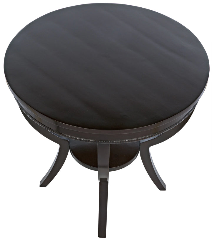 American Home Furniture | Noir - Scheffield Round End Table, Distressed Brown