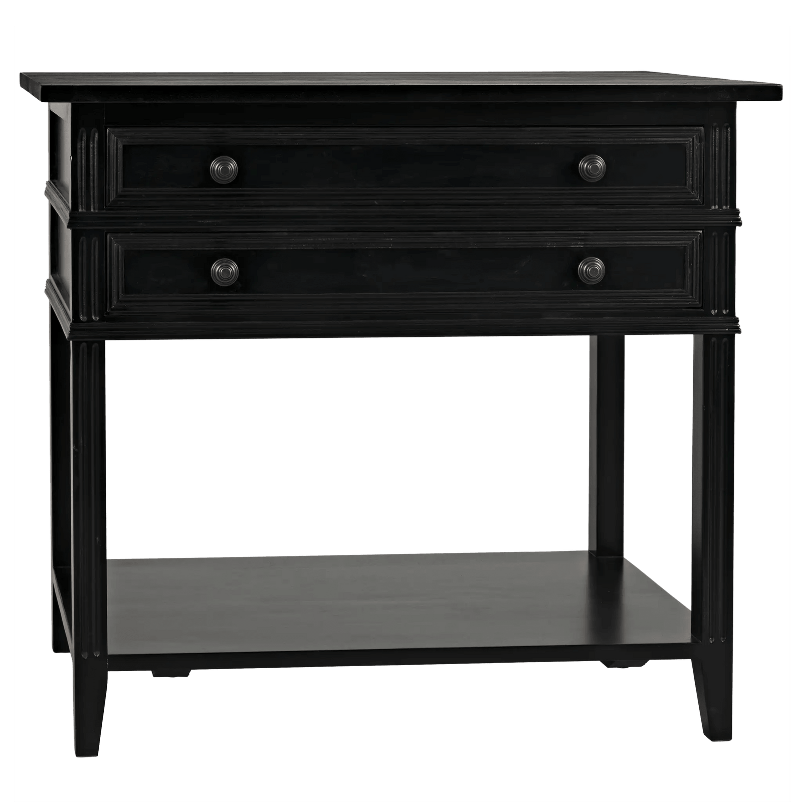 Noir Colonial 2-Drawer Side Table, Distressed Black ACCENT TABLES