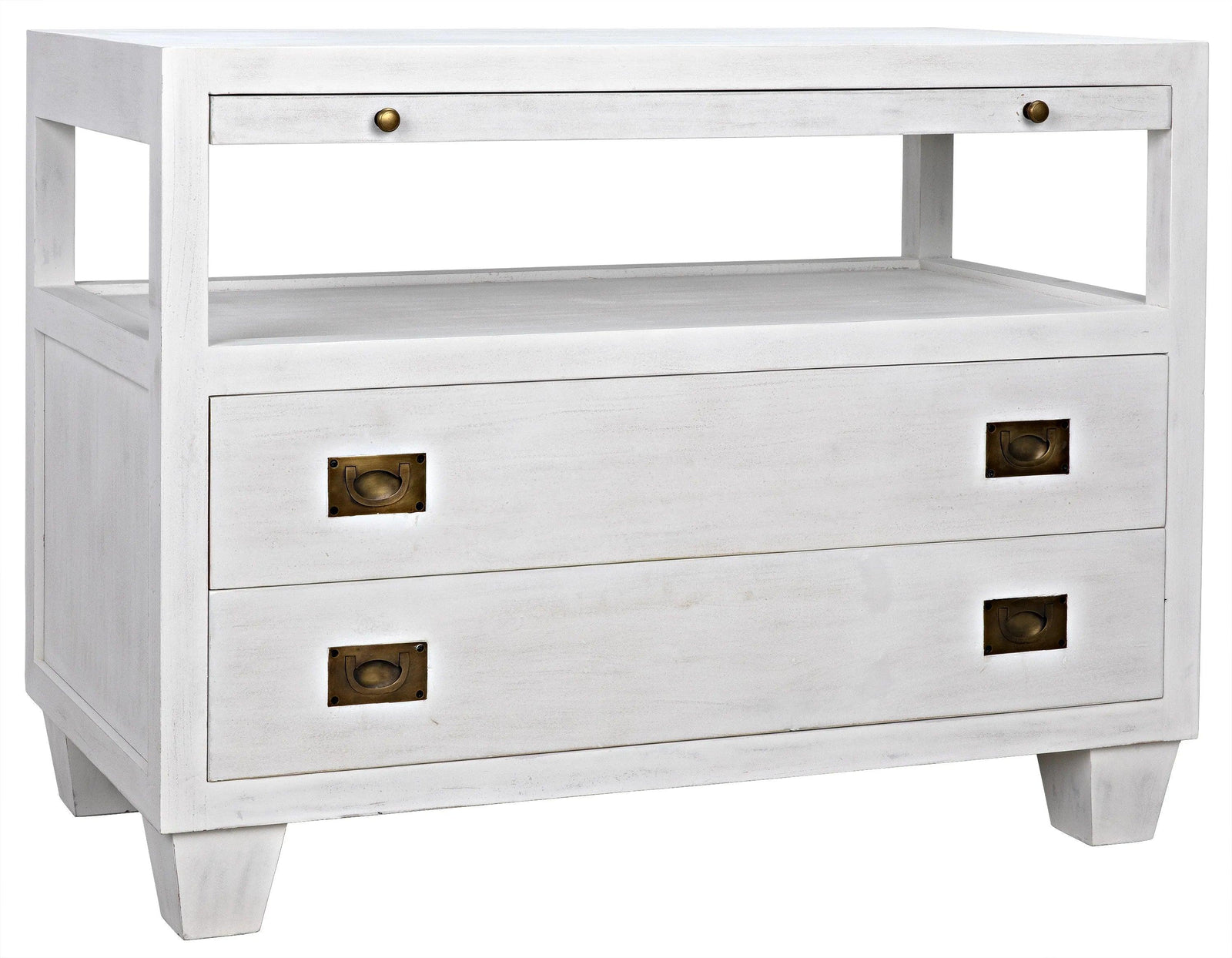 Noir 2-Drawer Side Table with Sliding Tray, White Wash ACCENT TABLES