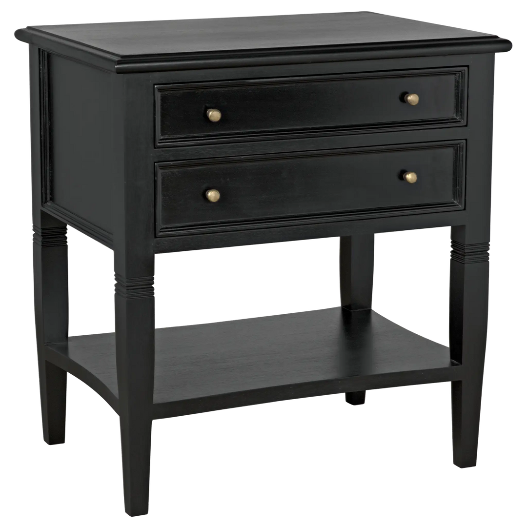 American Home Furniture | Noir - Oxford 2-Drawer Side Table, Hand Rubbed Black