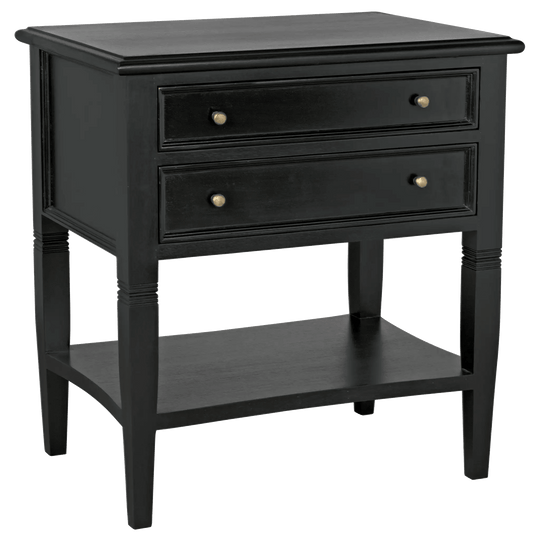 Noir Oxford 2-Drawer Side Table, Hand Rubbed Black ACCENT TABLES
