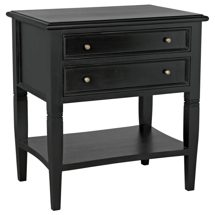 Noir Oxford 2-Drawer Side Table, Hand Rubbed Black ACCENT TABLES