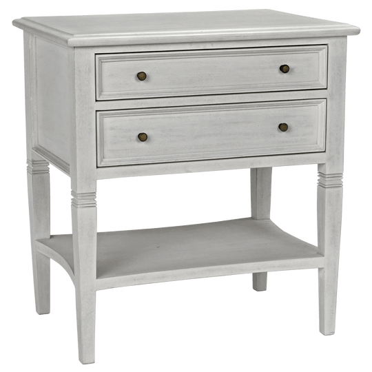 Noir Oxford 2-Drawer Side Table, White Wash ACCENT TABLES
