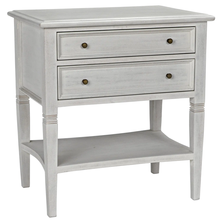 American Home Furniture | Noir - Oxford 2-Drawer Side Table, White Wash