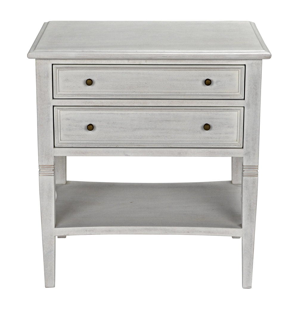 American Home Furniture | Noir - Oxford 2-Drawer Side Table, White Wash