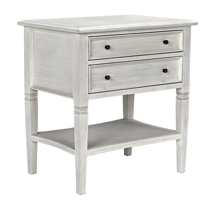 American Home Furniture | Noir - Oxford 2-Drawer Side Table, White Wash