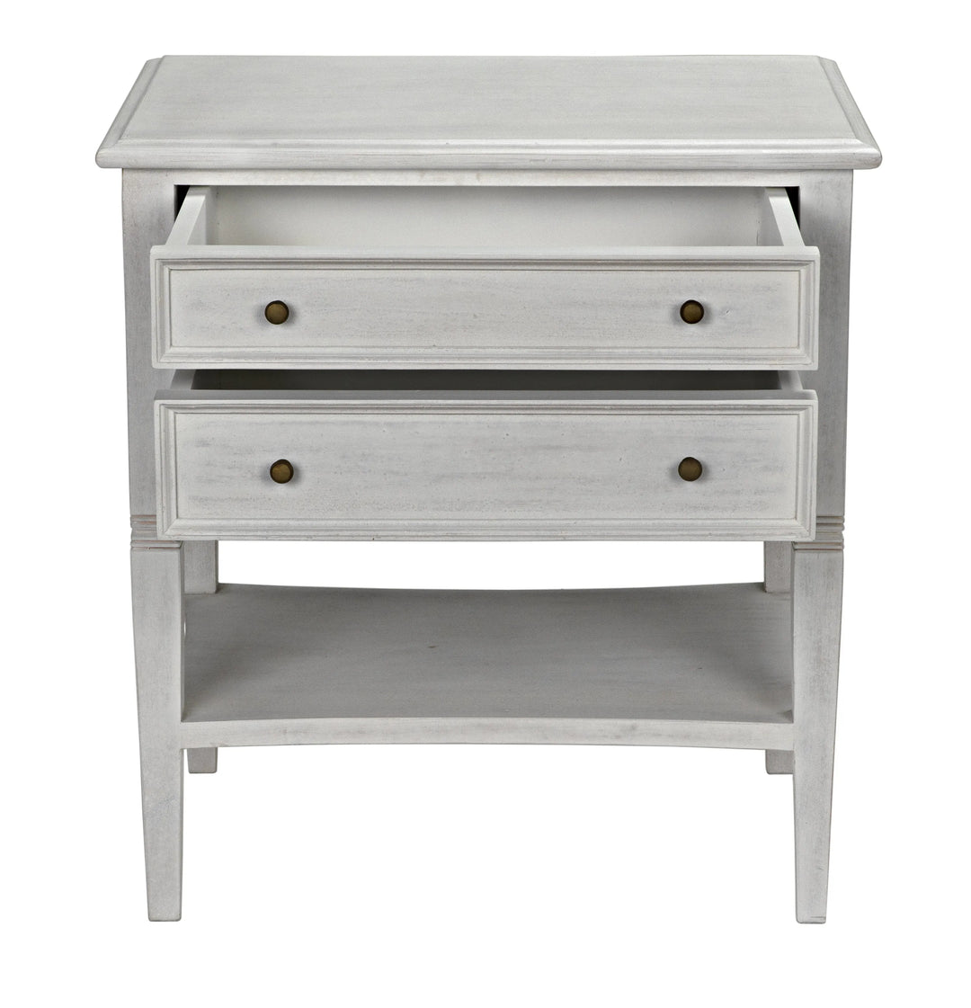 American Home Furniture | Noir - Oxford 2-Drawer Side Table, White Wash