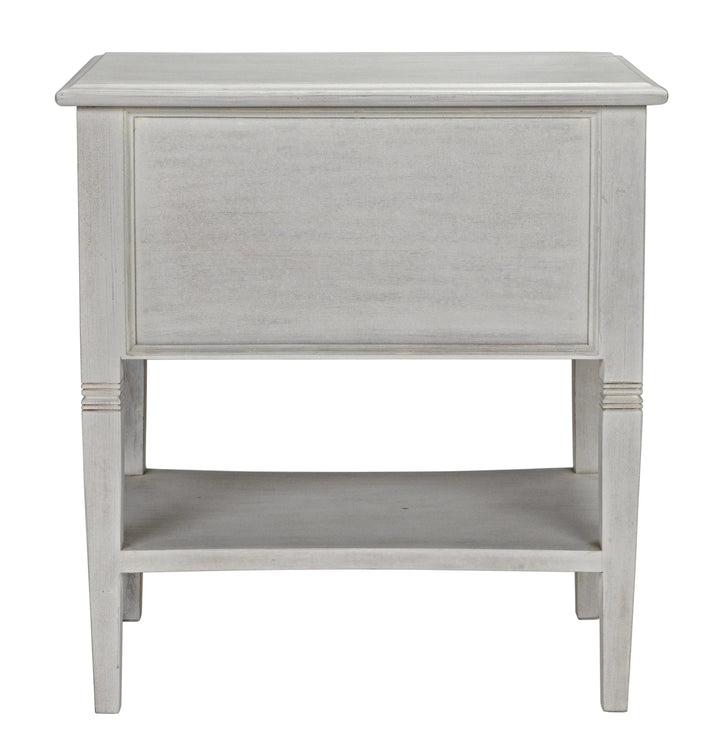 American Home Furniture | Noir - Oxford 2-Drawer Side Table, White Wash