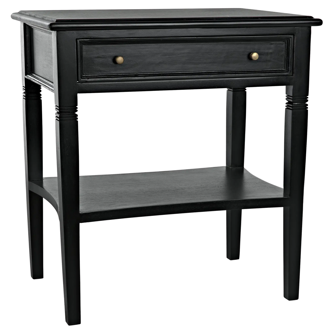 American Home Furniture | Noir - Oxford 1-Drawer Side Table, Hand Rubbed Black