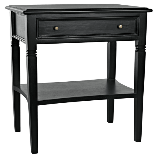 Noir Oxford 1-Drawer Side Table, Hand Rubbed Black ACCENT TABLES