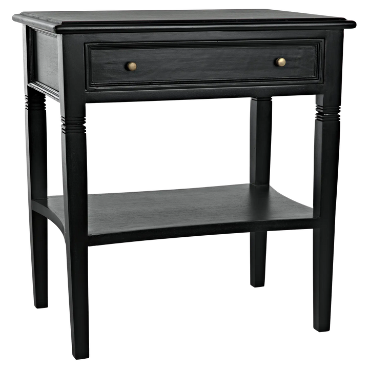 American Home Furniture | Noir - Oxford 1-Drawer Side Table, Hand Rubbed Black