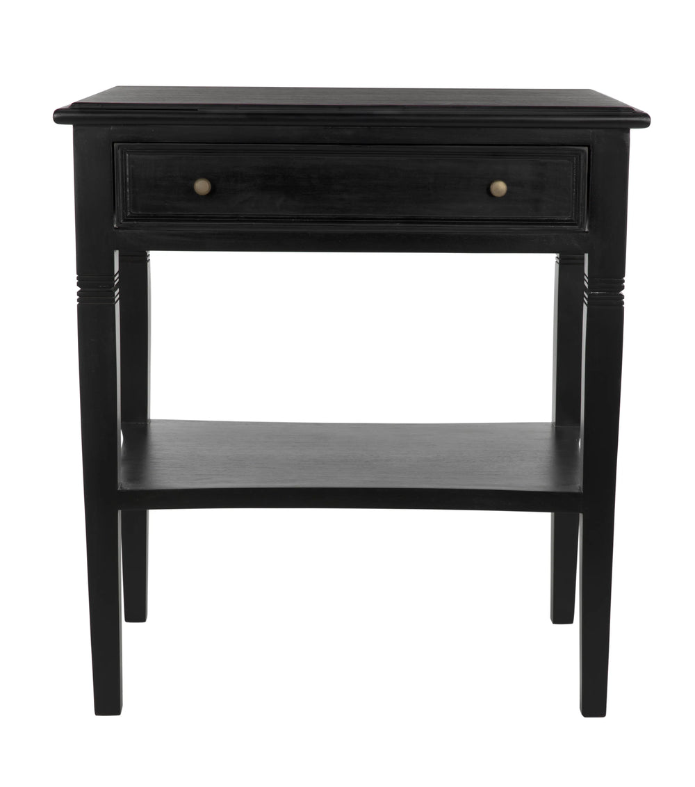 American Home Furniture | Noir - Oxford 1-Drawer Side Table, Hand Rubbed Black