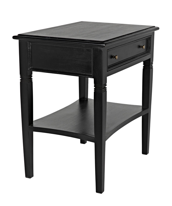 American Home Furniture | Noir - Oxford 1-Drawer Side Table, Hand Rubbed Black