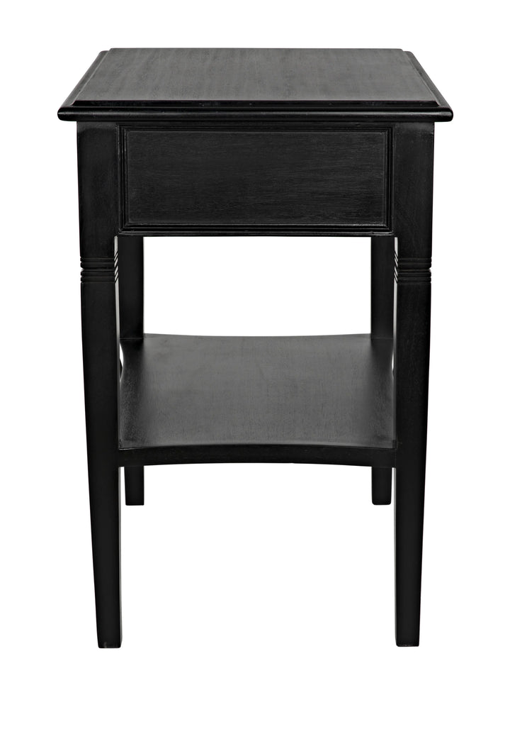 American Home Furniture | Noir - Oxford 1-Drawer Side Table, Hand Rubbed Black