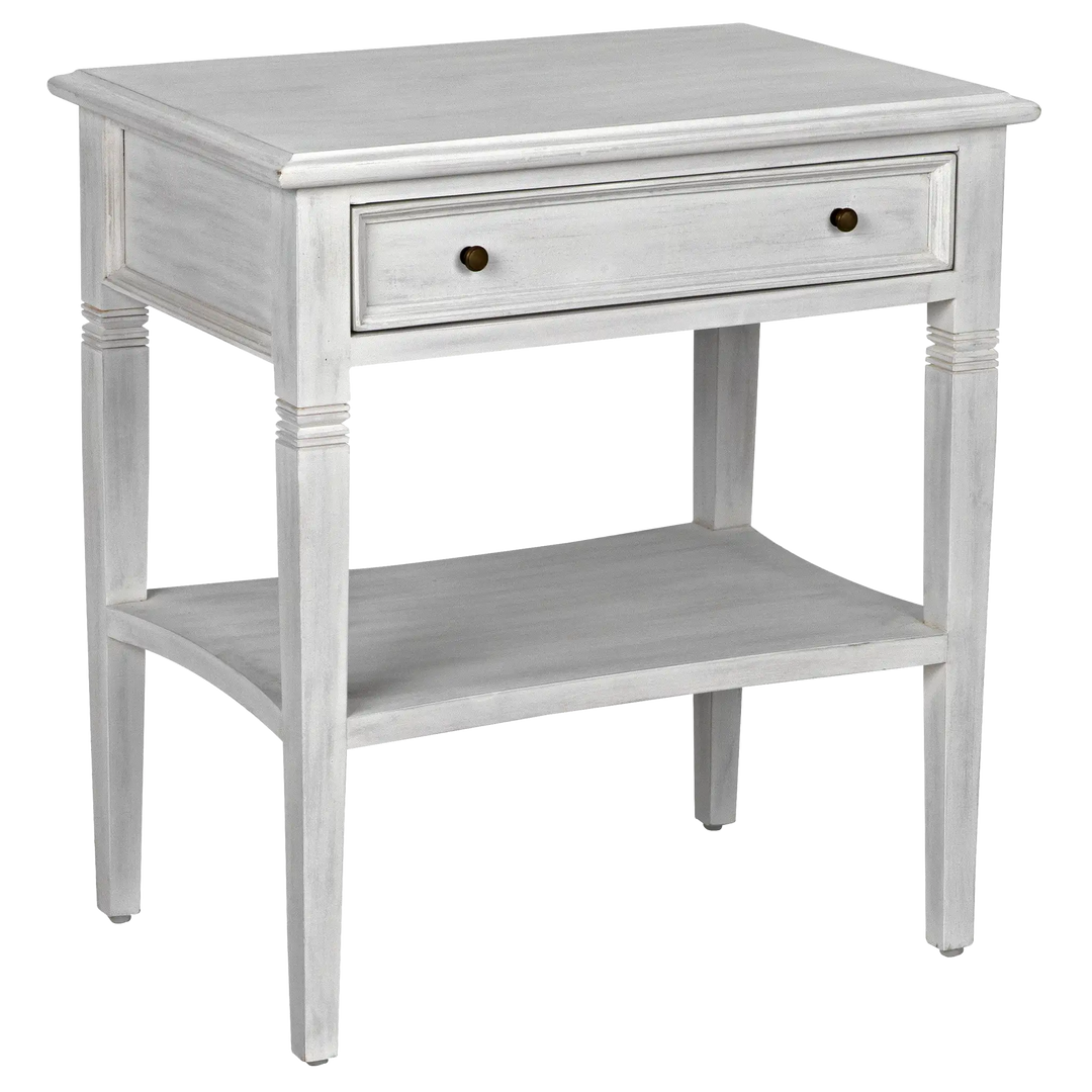 American Home Furniture | Noir - Oxford 1-Drawer Side Table, White Wash