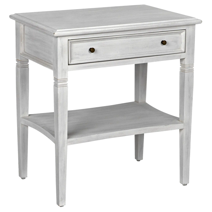 American Home Furniture | Noir - Oxford 1-Drawer Side Table, White Wash