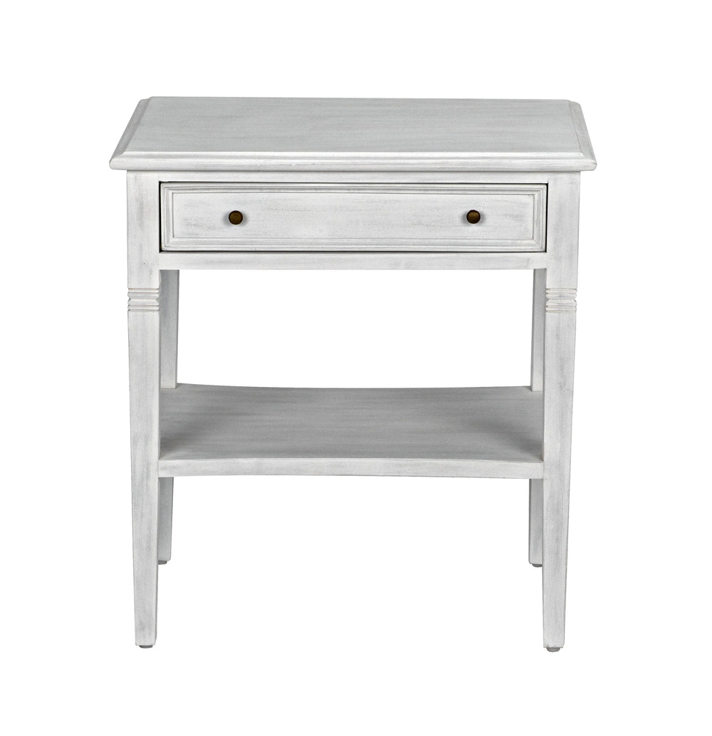 American Home Furniture | Noir - Oxford 1-Drawer Side Table, White Wash