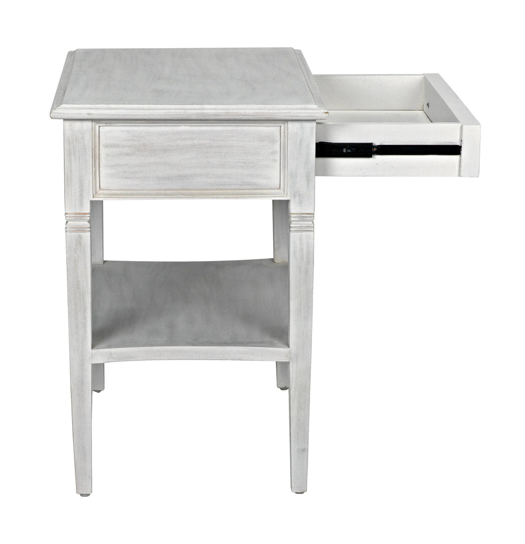 American Home Furniture | Noir - Oxford 1-Drawer Side Table, White Wash