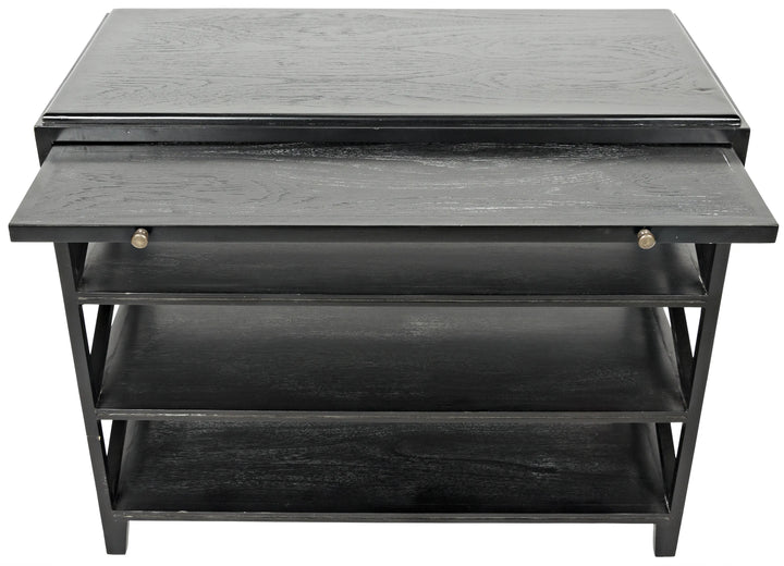 American Home Furniture | Noir - Sutton Criss-Cross Side Table, Hand Rubbed Black