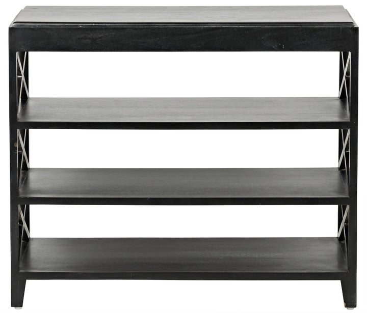 American Home Furniture | Noir - Sutton Criss-Cross Side Table, Hand Rubbed Black