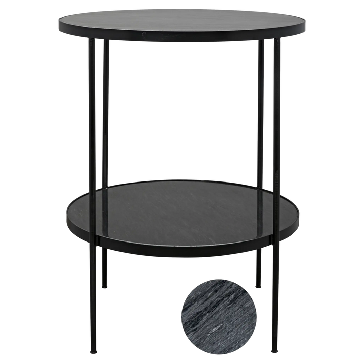 American Home Furniture | Noir - Rivoli Side Table - Matte Black Base