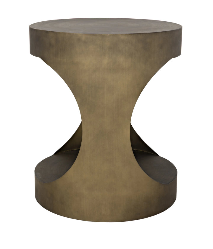 American Home Furniture | Noir - Eclipse Round Side Table, Metal with Aged Brass Finish