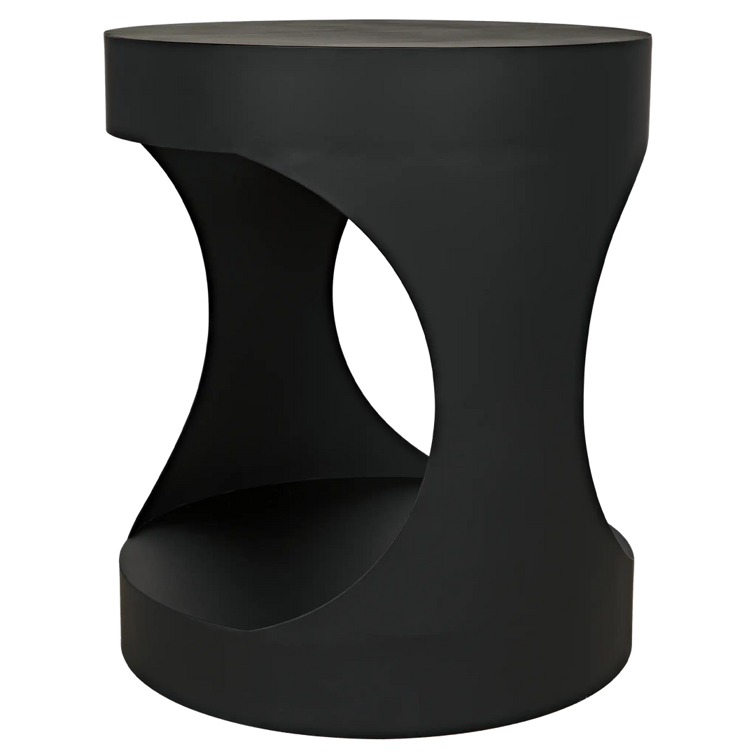 American Home Furniture | Noir - Eclipse Round Side Table, Black Steel