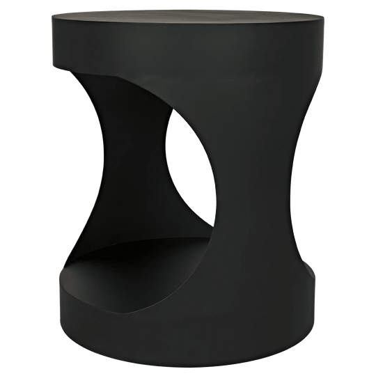 Noir Eclipse Round Side Table, Black Steel ACCENT TABLES
