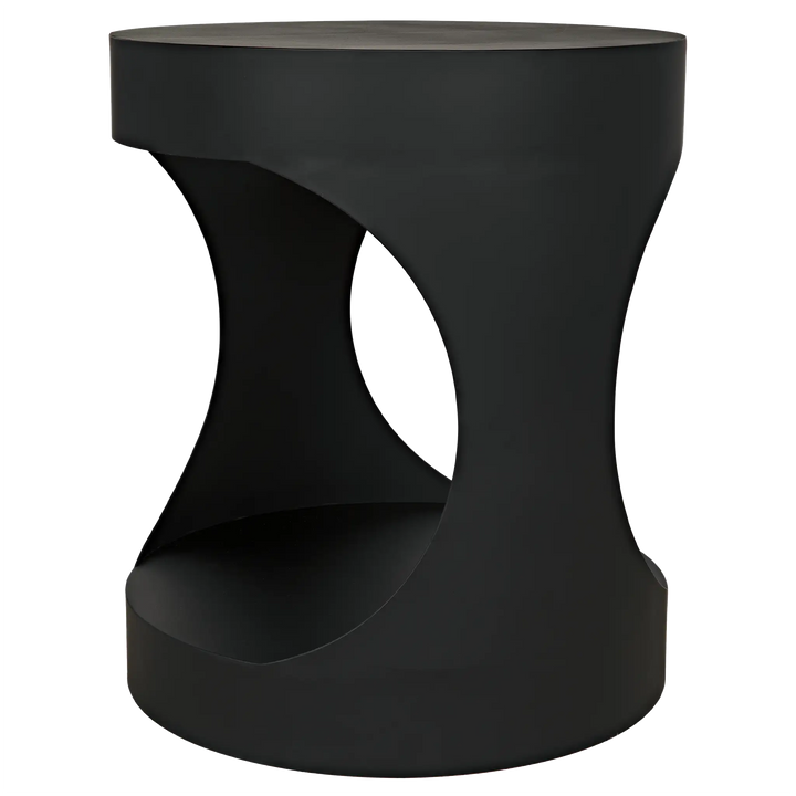 American Home Furniture | Noir - Eclipse Round Side Table, Black Steel