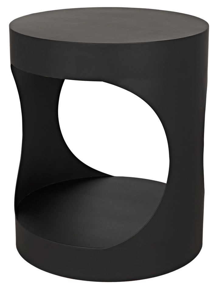 American Home Furniture | Noir - Eclipse Round Side Table, Black Steel