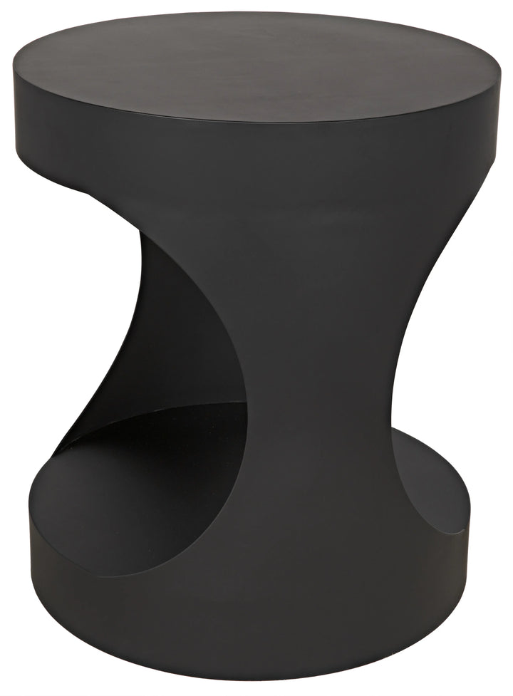 American Home Furniture | Noir - Eclipse Round Side Table, Black Steel