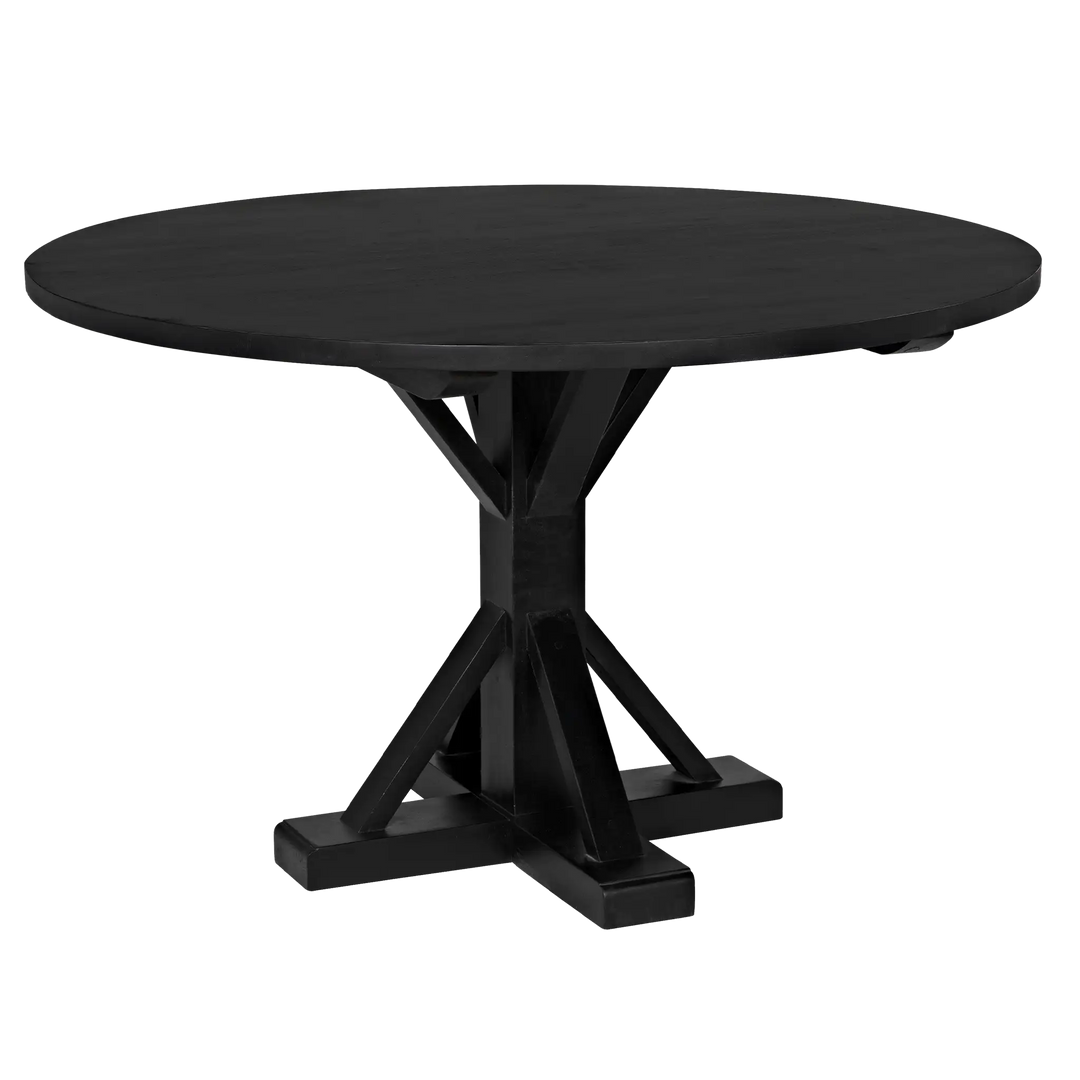 American Home Furniture | Noir - Criss-Cross Round Table, 48" Diameter, Hand Rubbed Black