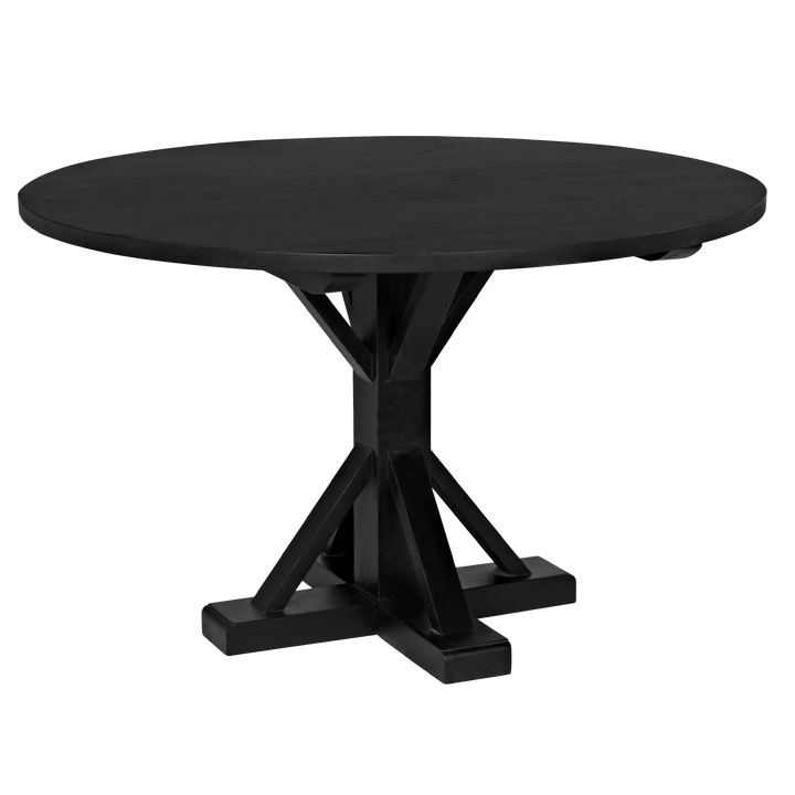 American Home Furniture | Noir - Criss-Cross Round Table, 48" Diameter, Hand Rubbed Black