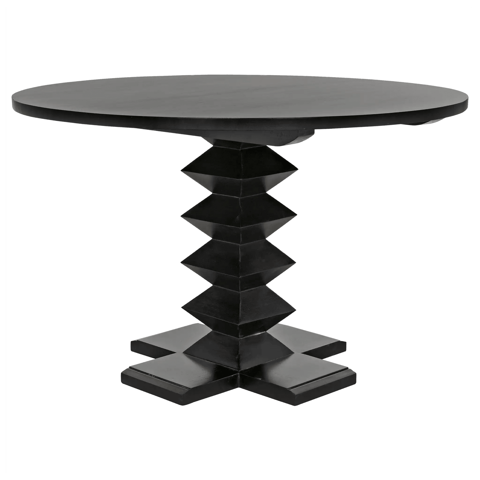Noir Zig-Zag Dining Table, 48" Diameter, Hand Rubbed Black DINING TABLES