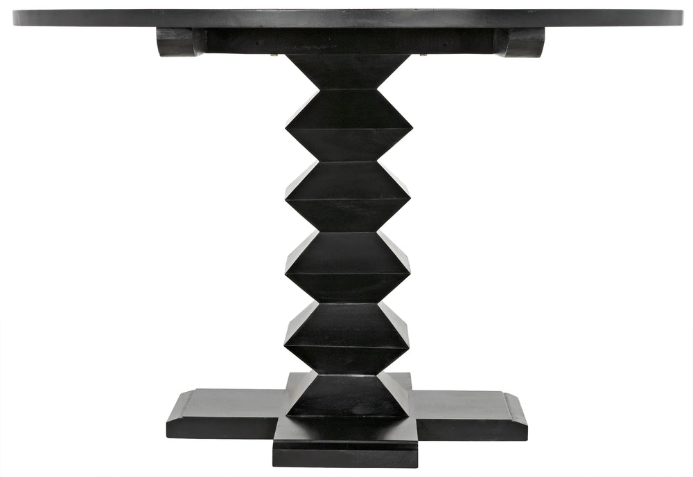 American Home Furniture | Noir - Zig-Zag Dining Table, 48" Diameter, Hand Rubbed Black