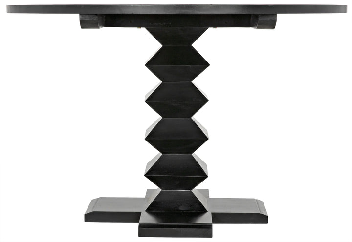 American Home Furniture | Noir - Zig-Zag Dining Table, 48" Diameter, Hand Rubbed Black