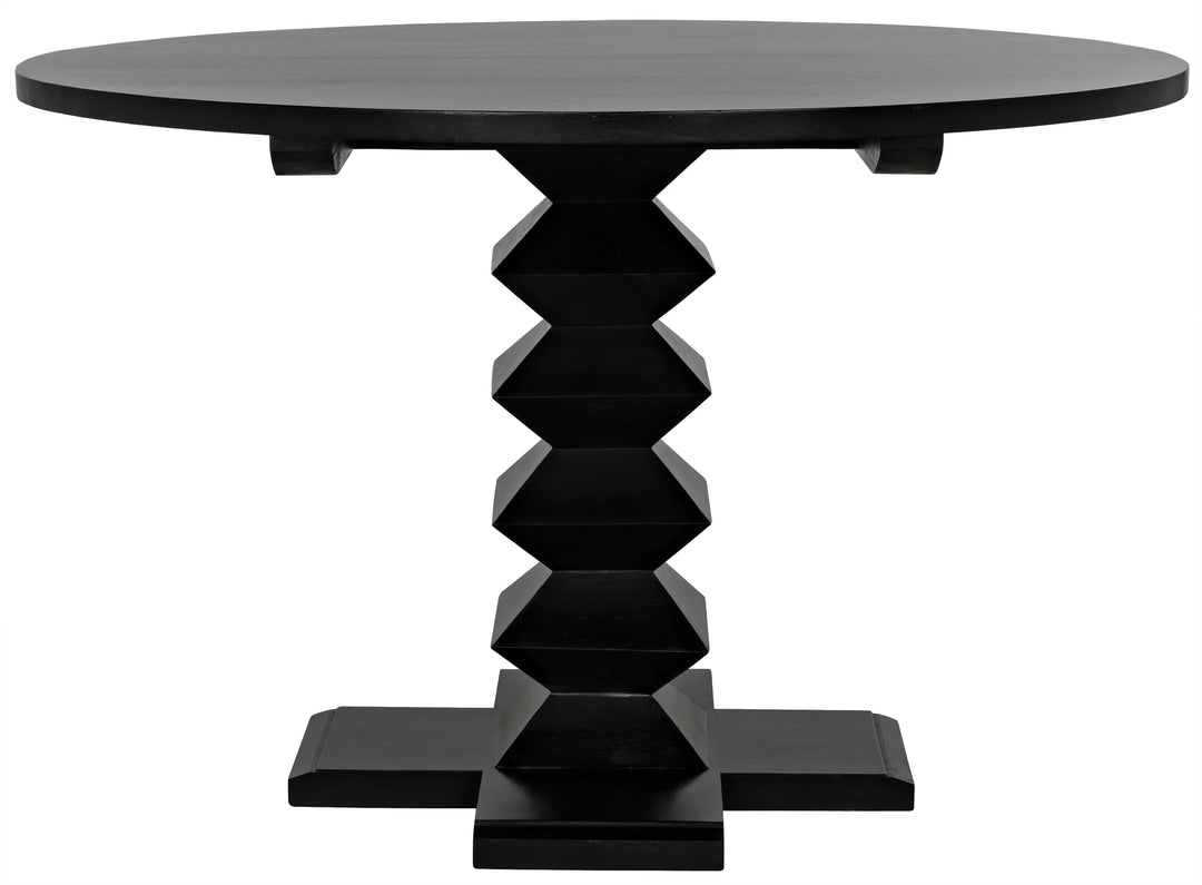 American Home Furniture | Noir - Zig-Zag Dining Table, 48" Diameter, Hand Rubbed Black