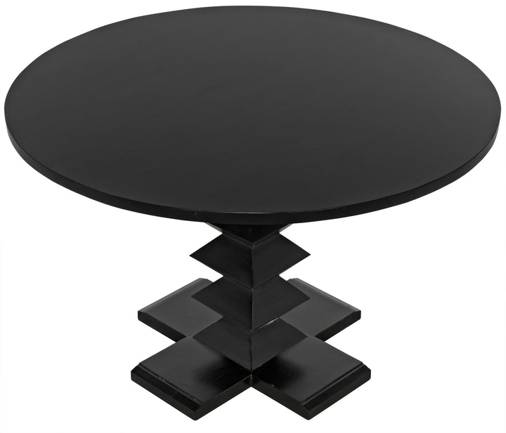 American Home Furniture | Noir - Zig-Zag Dining Table, 48" Diameter, Hand Rubbed Black