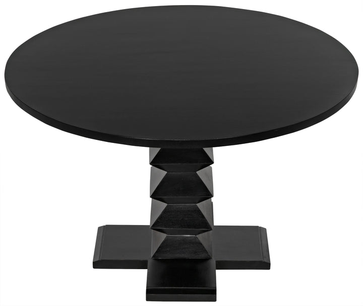 American Home Furniture | Noir - Zig-Zag Dining Table, 48" Diameter, Hand Rubbed Black