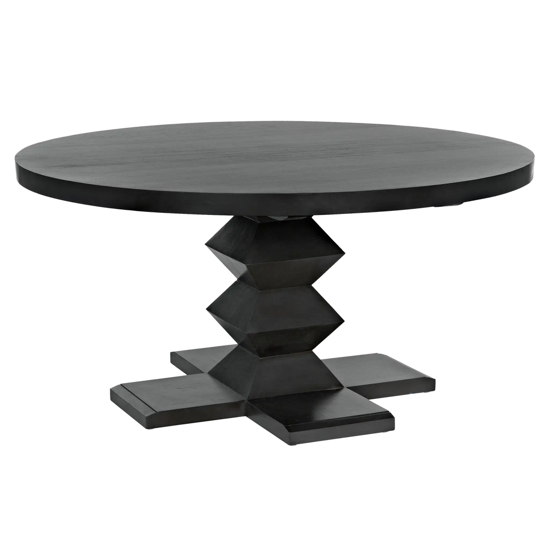 American Home Furniture | Noir - Zig-Zag Dining Table, 60" Diameter, Pale