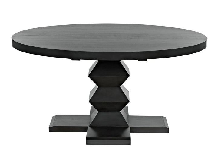 American Home Furniture | Noir - Zig-Zag Dining Table, 60" Diameter, Pale