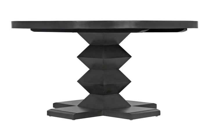 American Home Furniture | Noir - Zig-Zag Dining Table, 60" Diameter, Pale