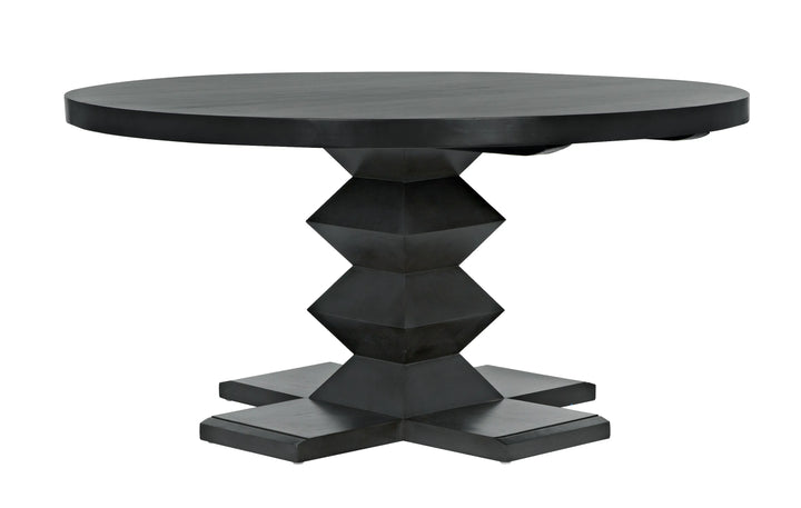 American Home Furniture | Noir - Zig-Zag Dining Table, 60" Diameter, Pale