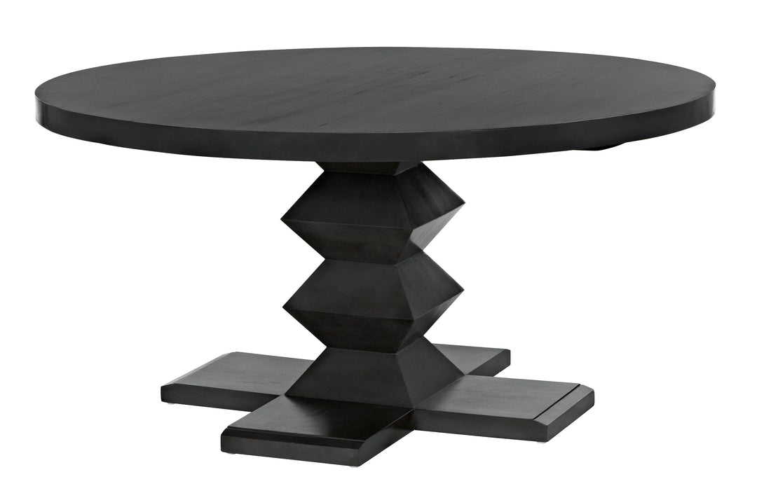 American Home Furniture | Noir - Zig-Zag Dining Table, 60" Diameter, Pale