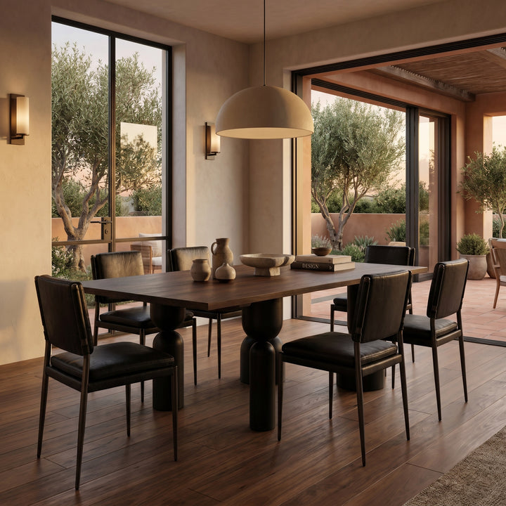 Noir - Leandra Dining Table with Walnut Top - GTAB5009MTB