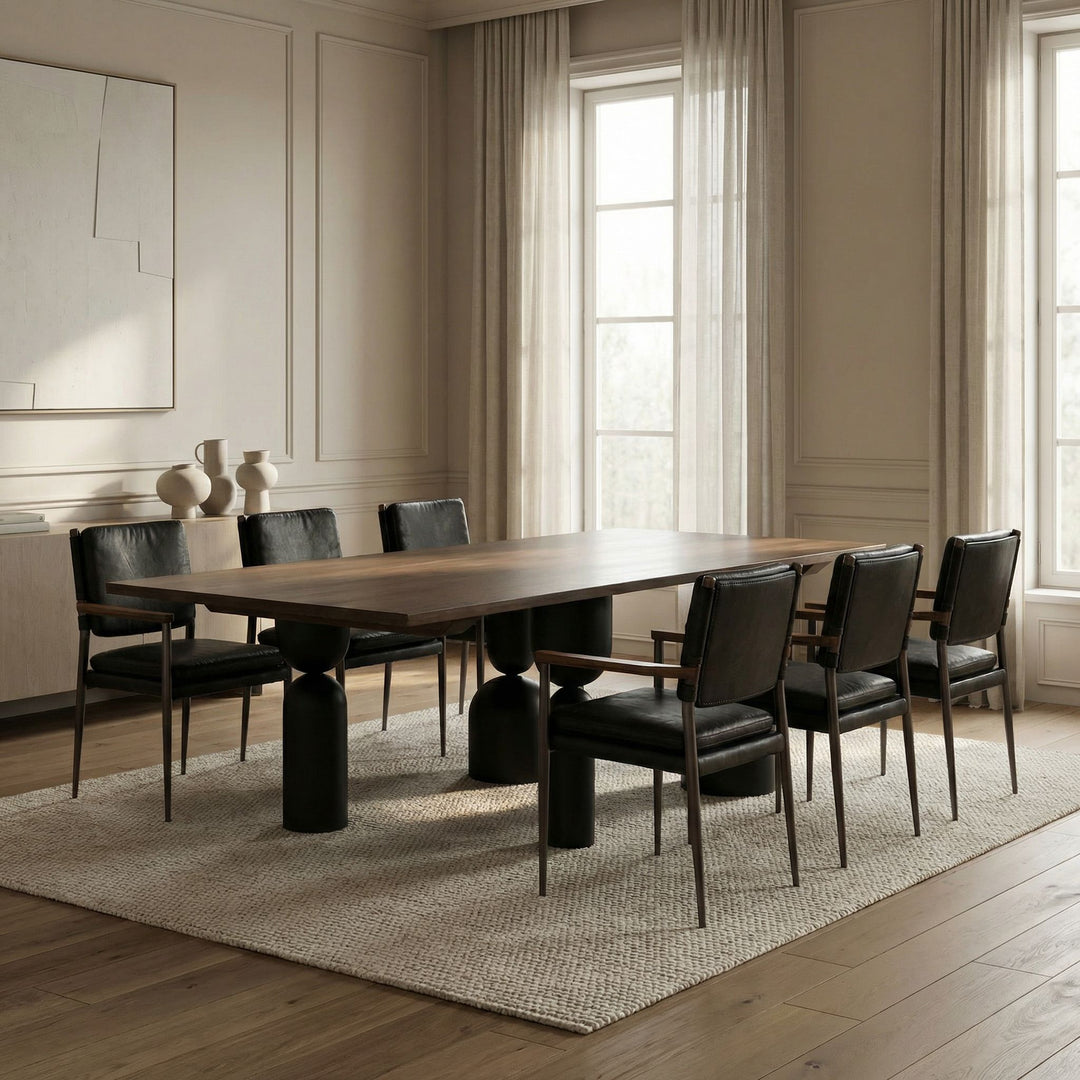 Noir - Leandra Dining Table with Walnut Top - GTAB5009MTB