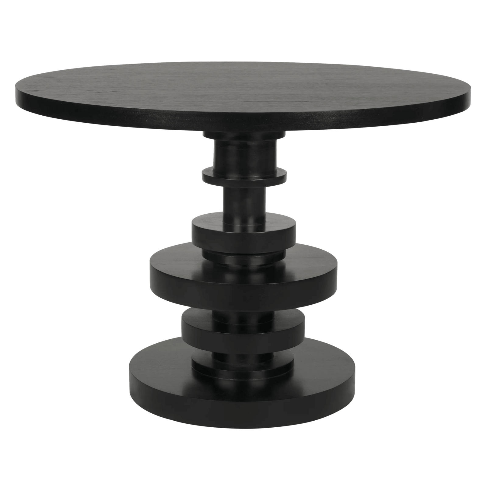 Noir Corum Round Table, Hand Rubbed Black DINING TABLES