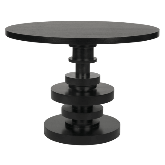 Noir Corum Round Table, Hand Rubbed Black DINING TABLES