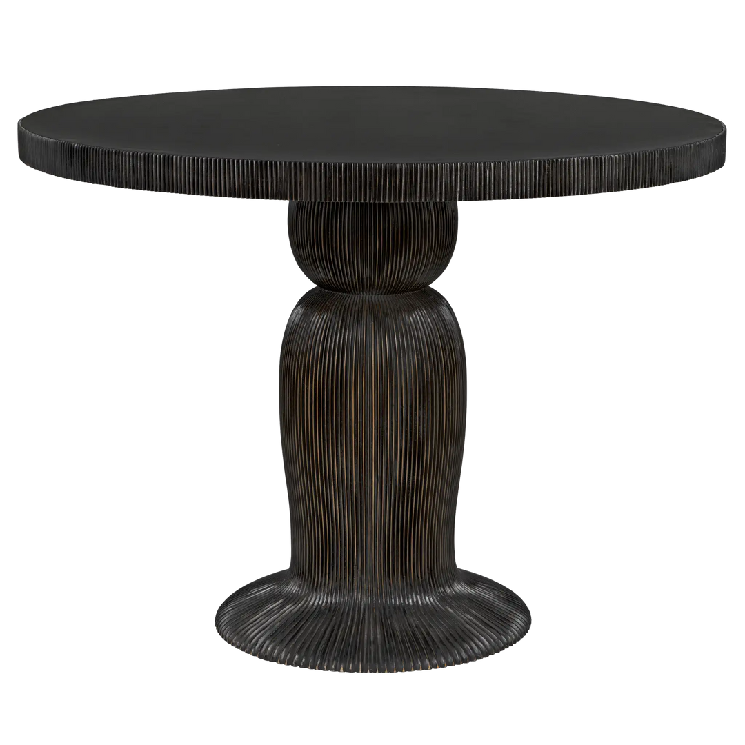 American Home Furniture | Noir - Portobello Dining Table, Hand Rubbed Black with Light Brown Trim