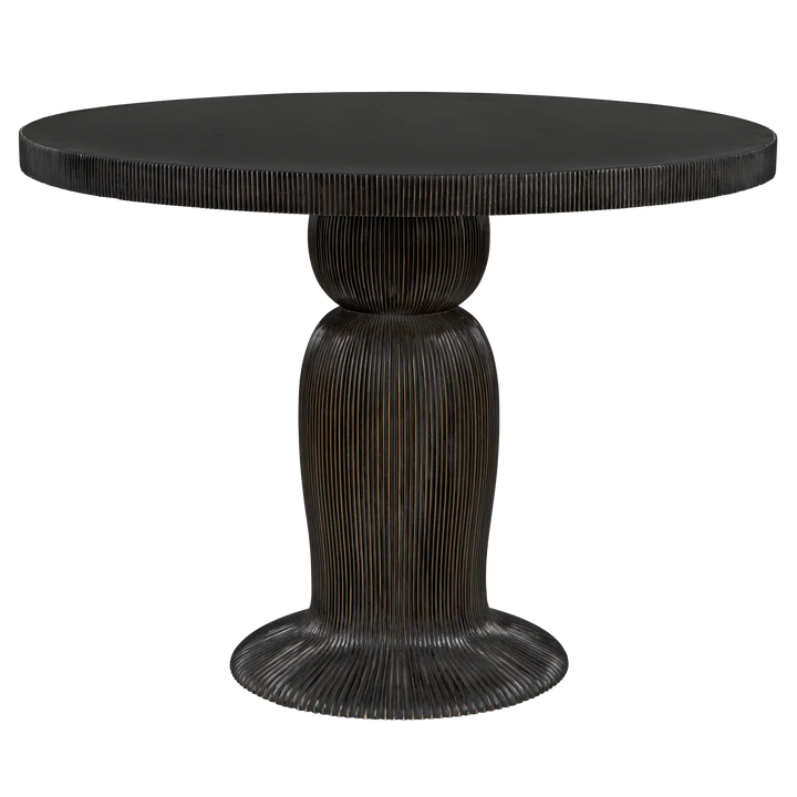 American Home Furniture | Noir - Portobello Dining Table, Hand Rubbed Black with Light Brown Trim